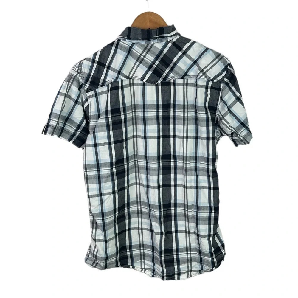 BF18 Mens RECLAIM Relaxed Trendy Pearl Button Snap Hipster Shirt M - Picture 4 of 5